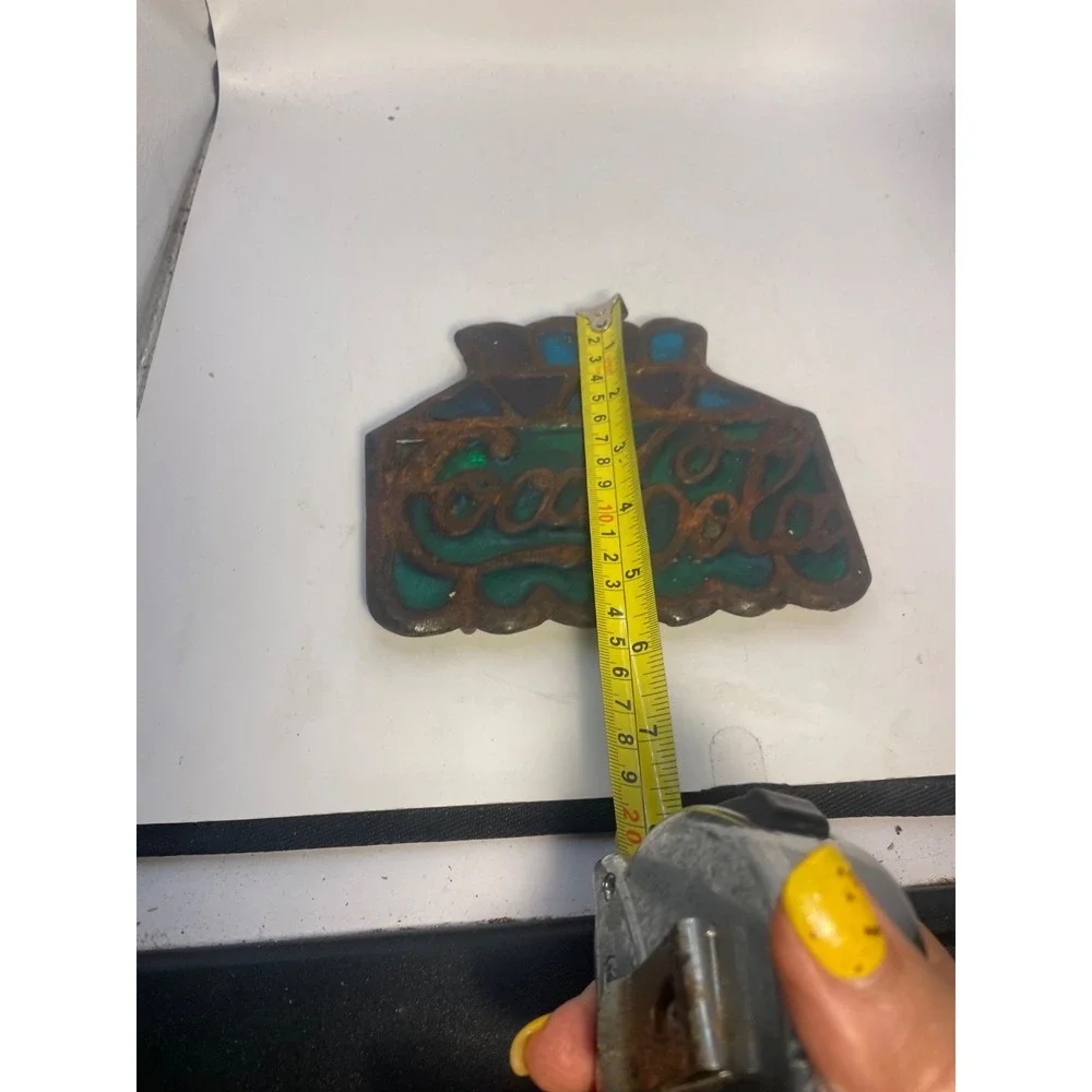Vintage Coca-Cola Stained Glass Cast Iron Hot Plate Trivet Collectible Decor